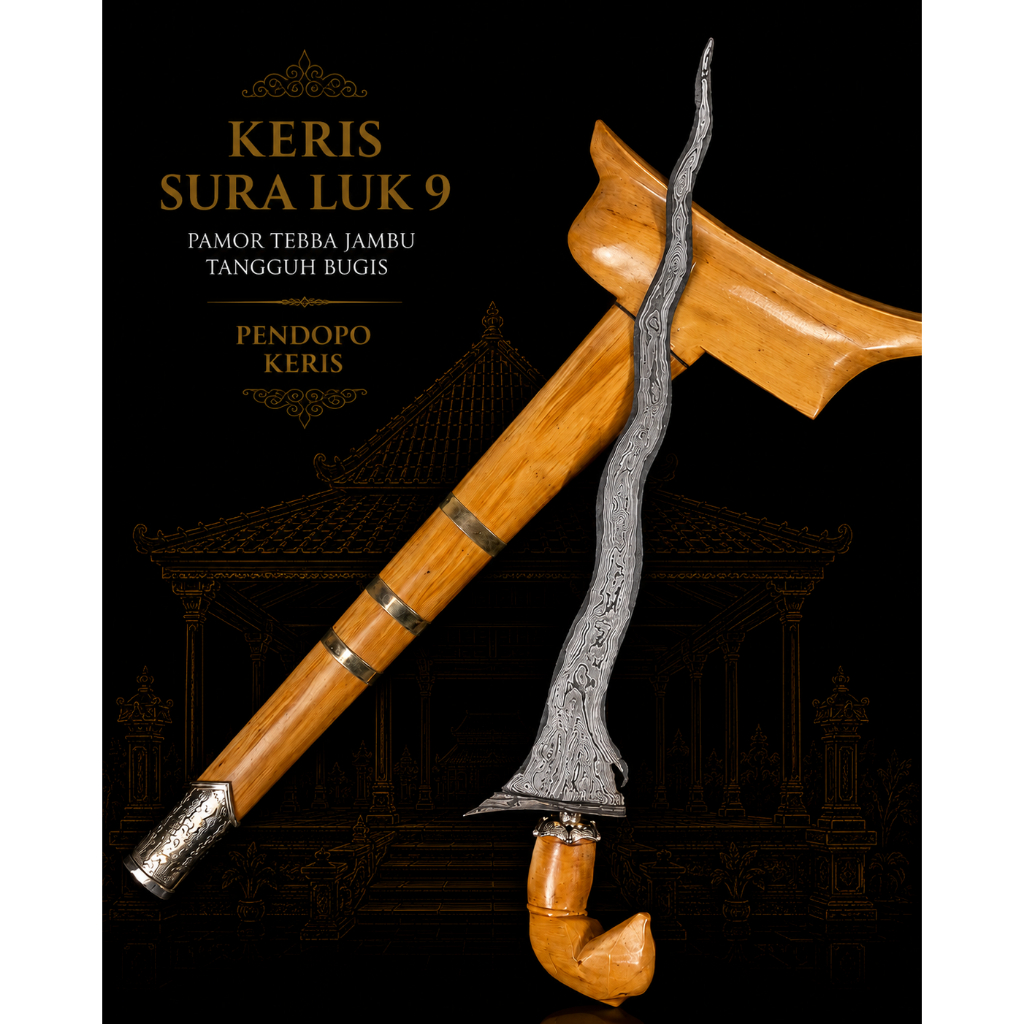 Keris Sura Luk 9 Pamor Tebba Jambu Tangguh Bugis