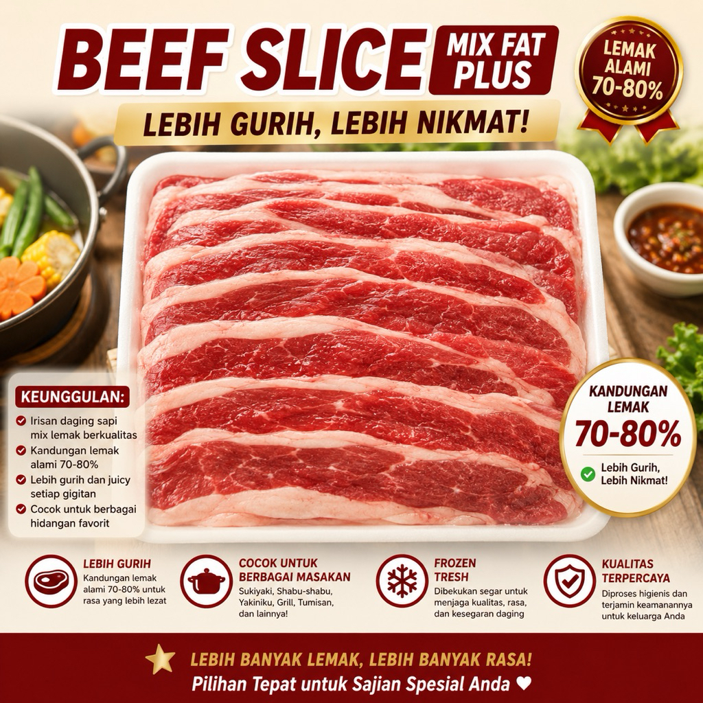 Beef Slice Mix Fat Plus 500 gram | Beef Shortplate Grill Yakiniku