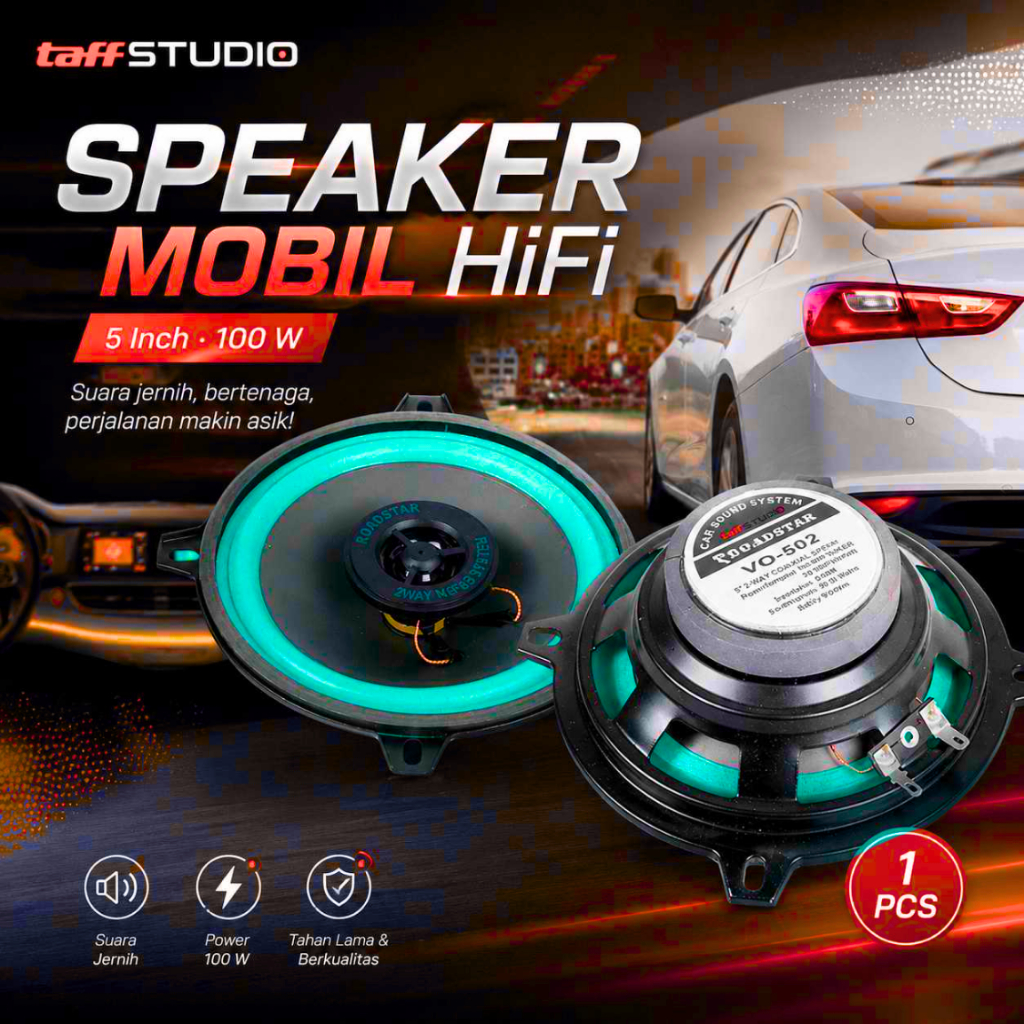 TaffSTUDIO Speaker 5 Inch Subwoofer Full Range Bass Mobil 1 Pcs