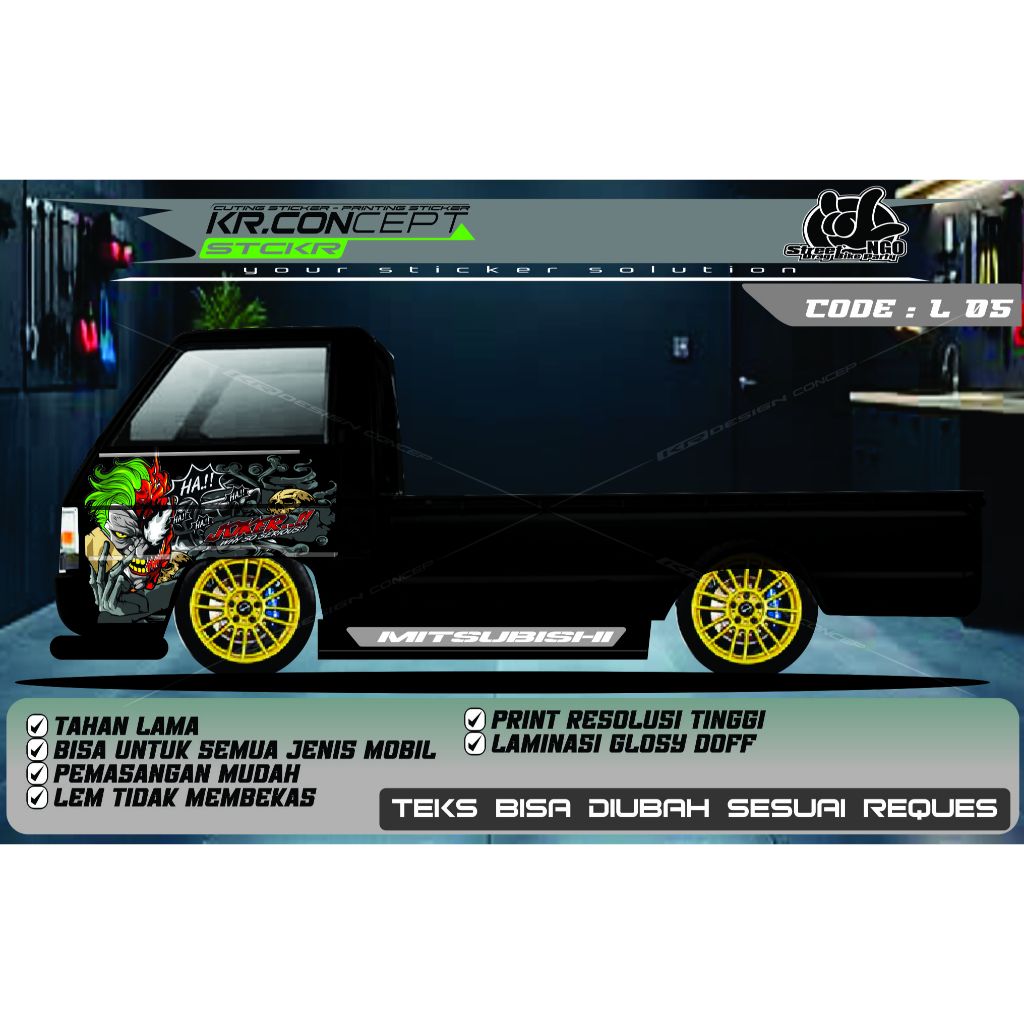 DECAL JOKER PINTU SAMPING MOBIL PIC'UP L300 L 10