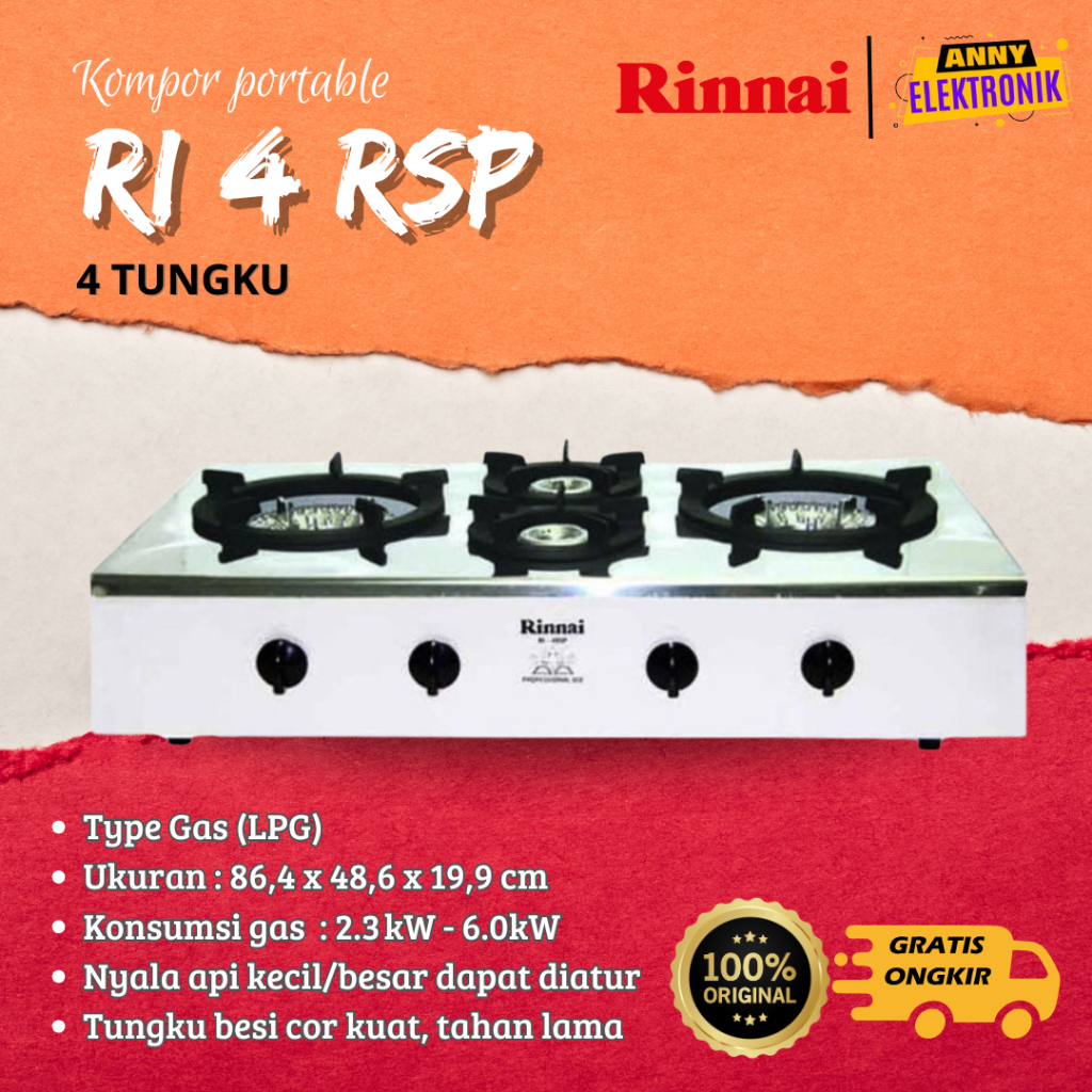 Kompor Rinnai RI 4 Rsp / Kompor Rinnai 4 Tungku Ri 4 rsp