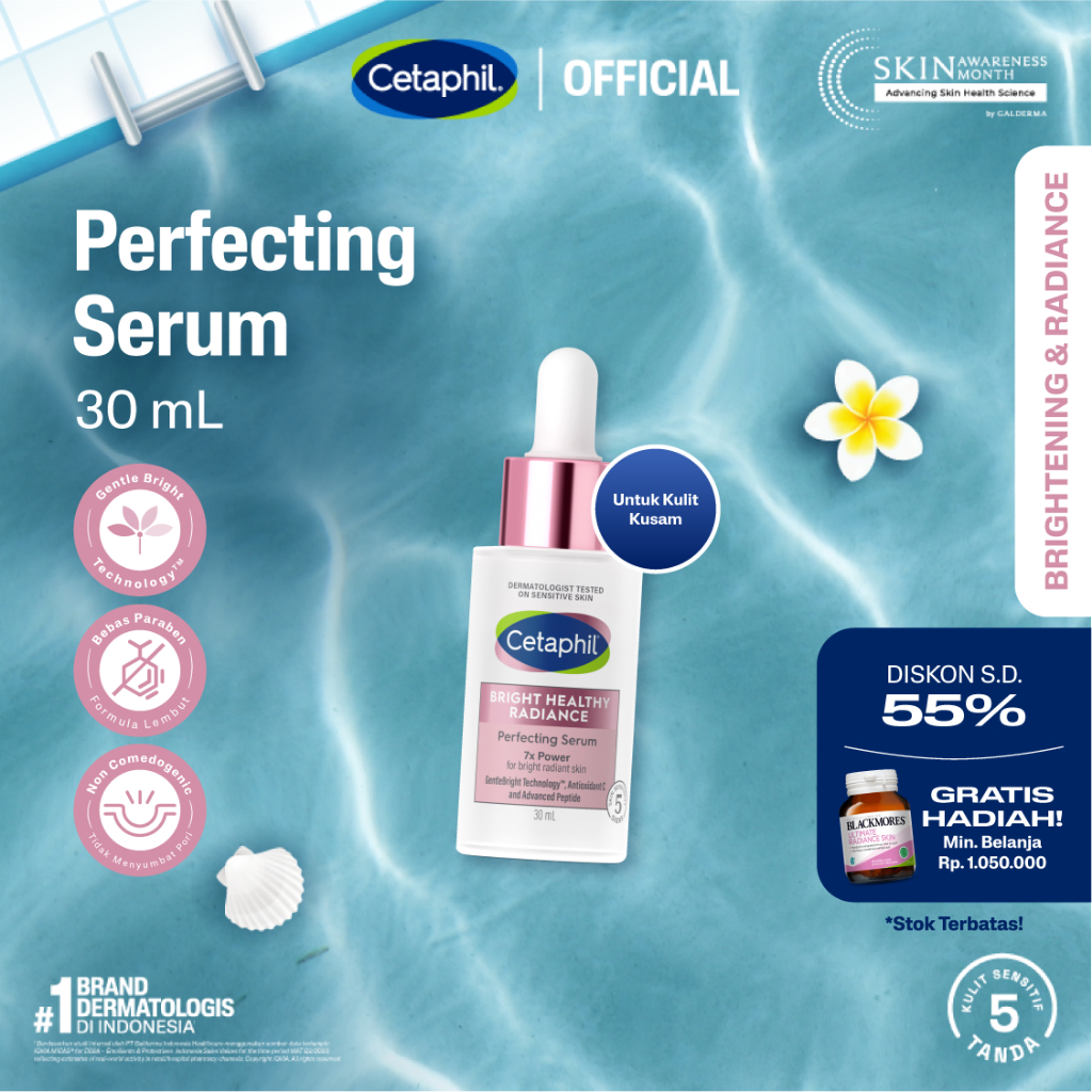 Cetaphil Bright Healthy Radiance Perfecting Serum 30ml dengan Sea Daffodil, Niacinamide, Advanced Pe