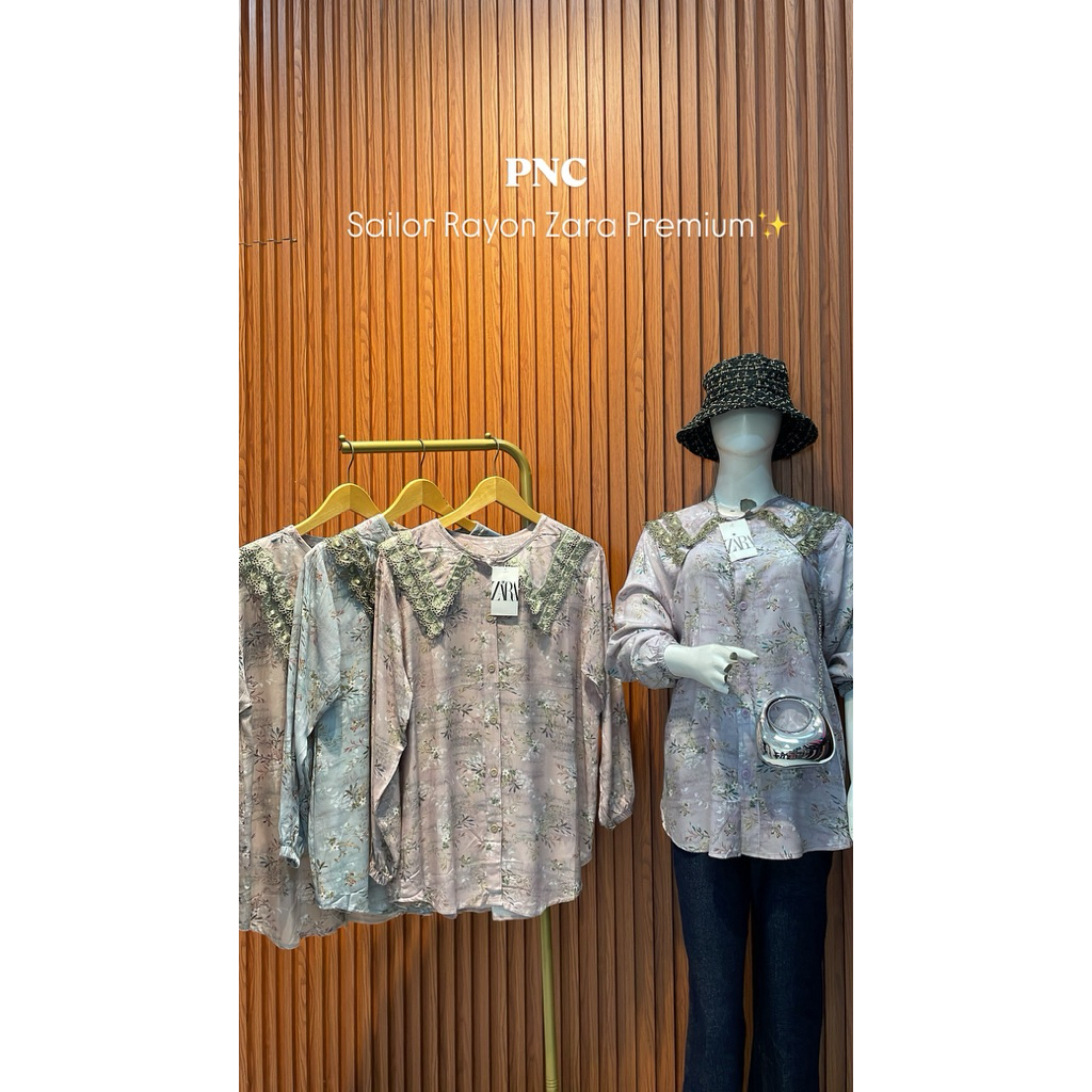 PNC| Atasan Kemeja ZARA MOTIF Rayon/Silk/Blouse/Tunik Premium Wanita Kekinian Aesthetic motif | Gari