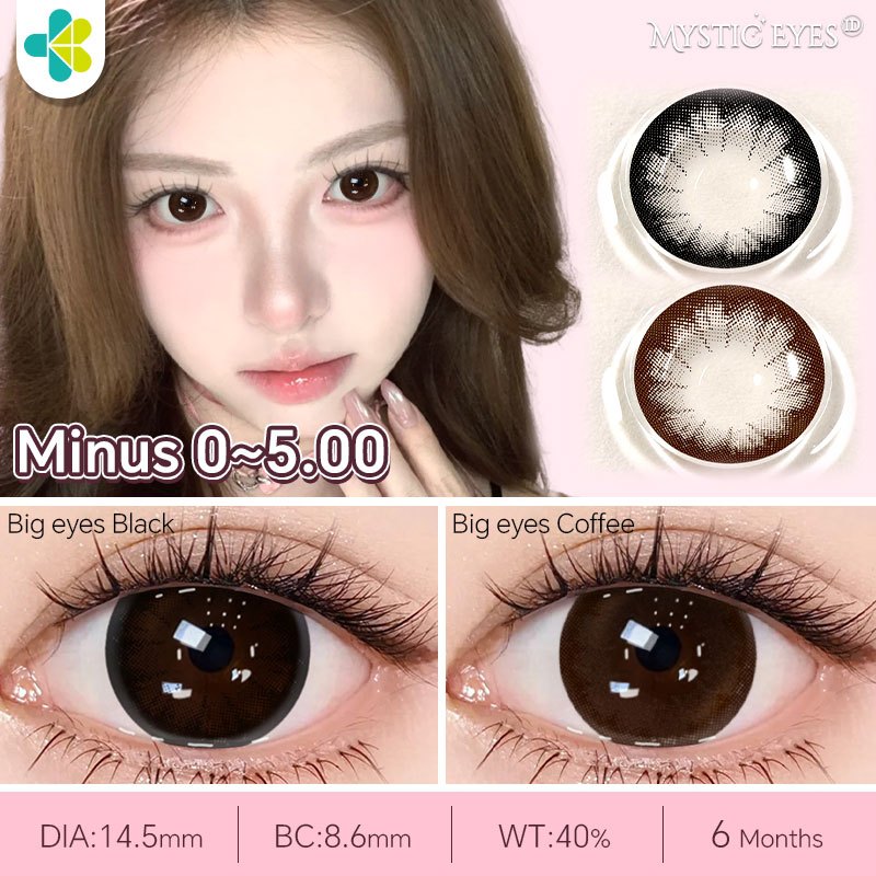 Softlens Minus Mysticeyes Softlens Bigeyes Black Color Lensa Kontak Softlens(0.00s/d - 6.00) 14.5mm 