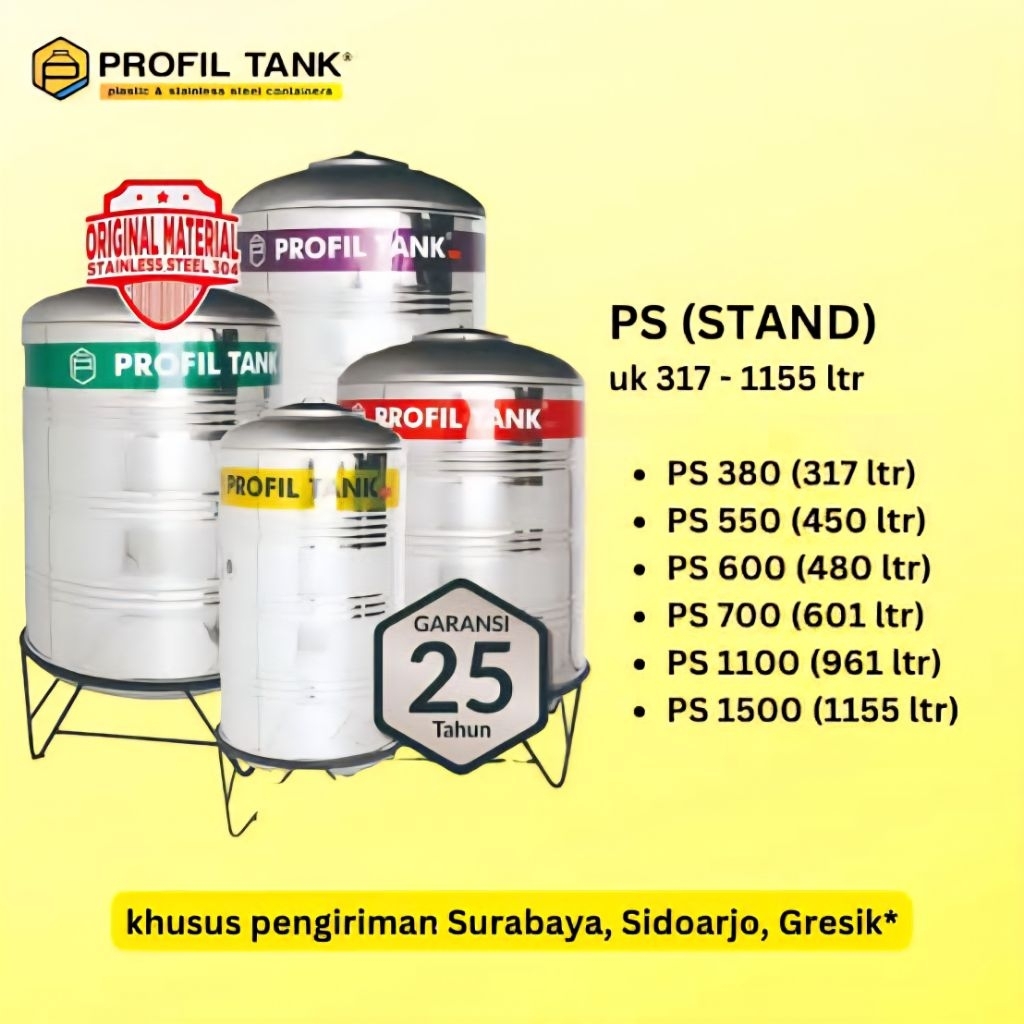 (surabaya ) profil tank stainless PS 380 550 600 700 1100 1200 1500 2000 3000 4000 5000 liter