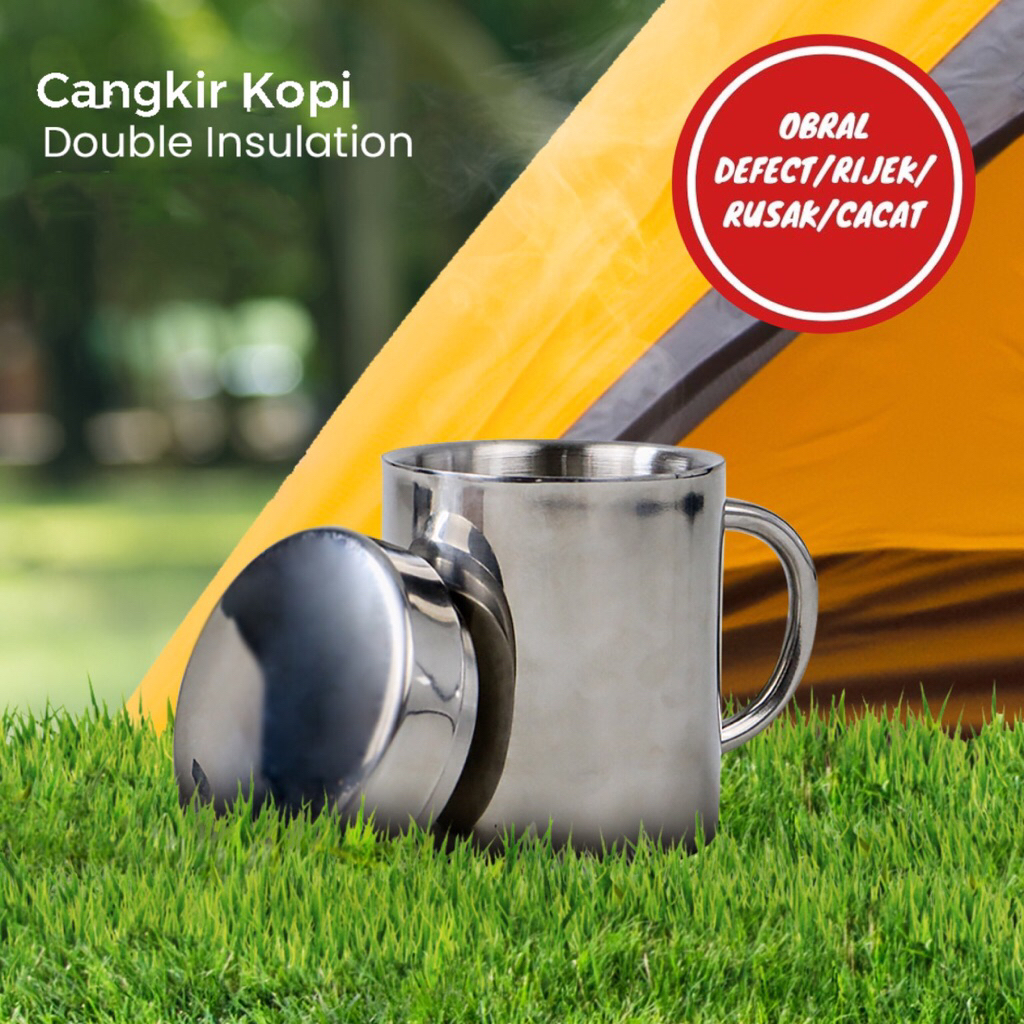 [OBRAL RIJEK] Cangkir Kopi Stainless Steel Tahan Panas Double Wall Mug - H-860