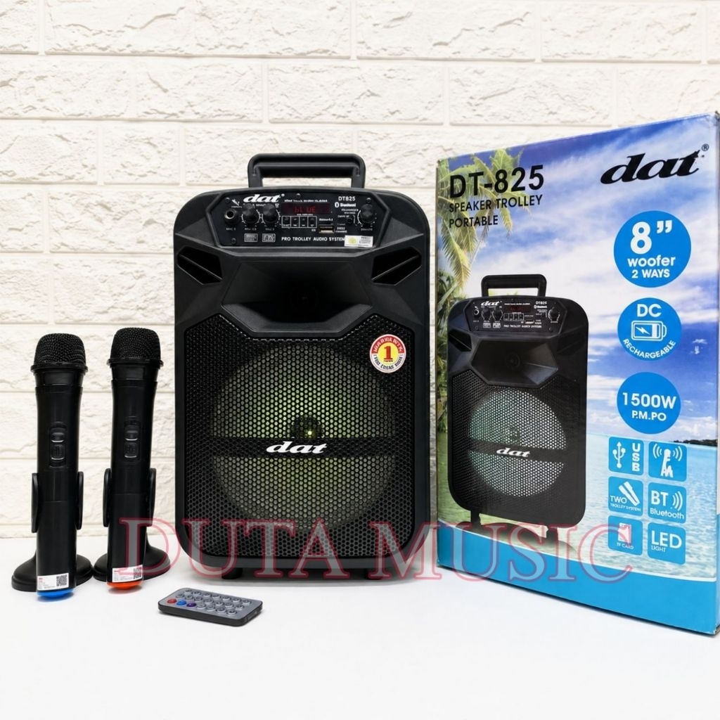 Speaker Portable Wireless Dat DT 825 8inch Original Bluetooth - USB Dat825 Free 2bh Mic Wireless Dt8