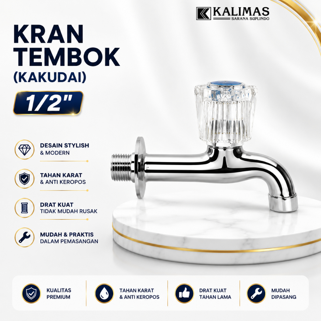 Kran Tembok Chrome d. 1/2" (KAKUDAI)