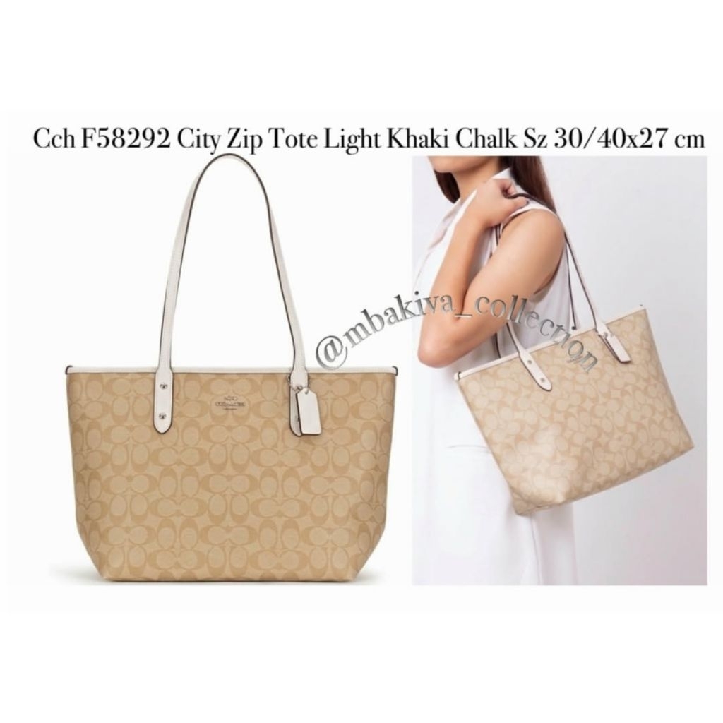 CO F58292 City Zip Tote Light Khaki Chalk