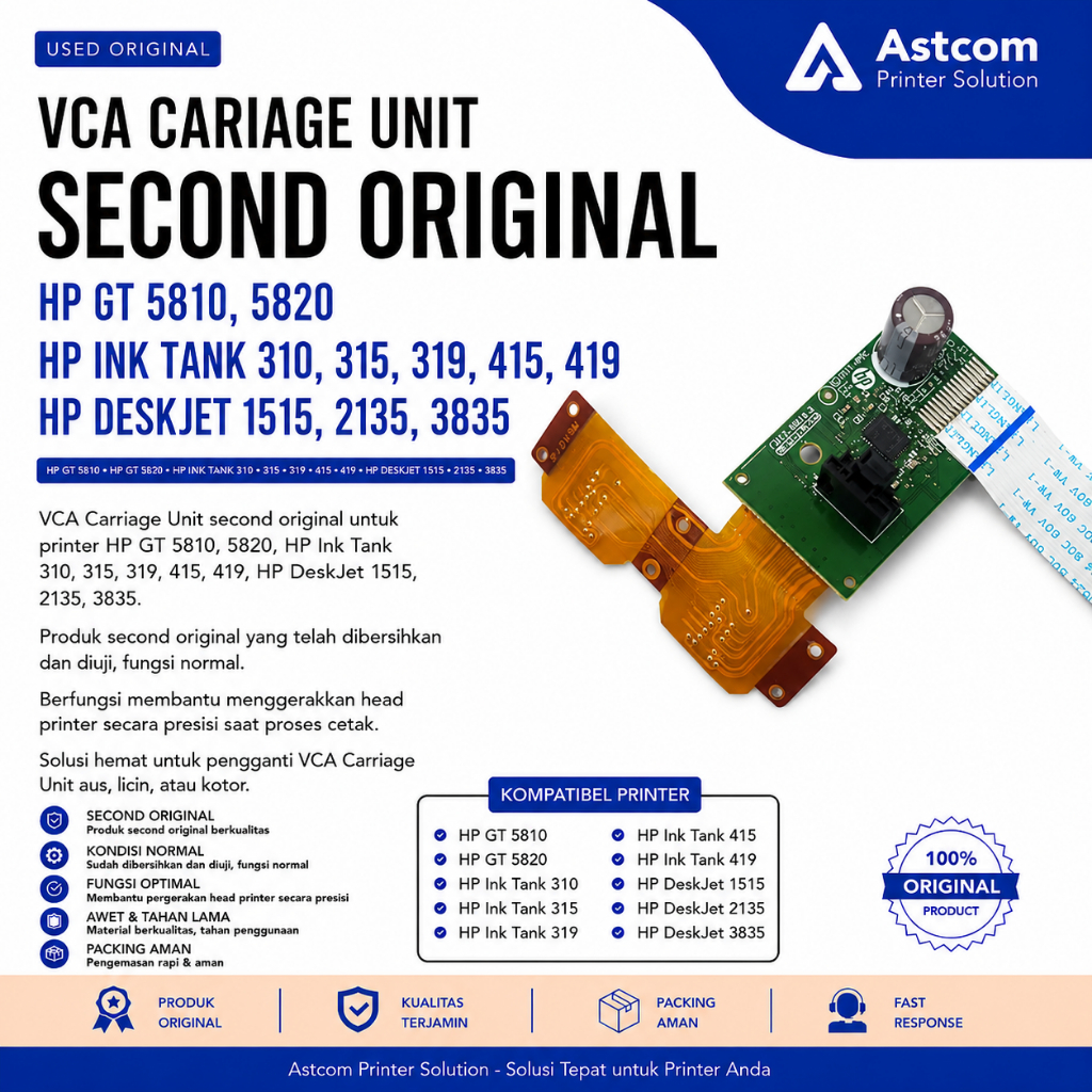 VCA Carriage Unit HP GT5810 GT5820 Ink Tank 310 315 319 415 419 DeskJet 1515 2135 3835 Second Origin
