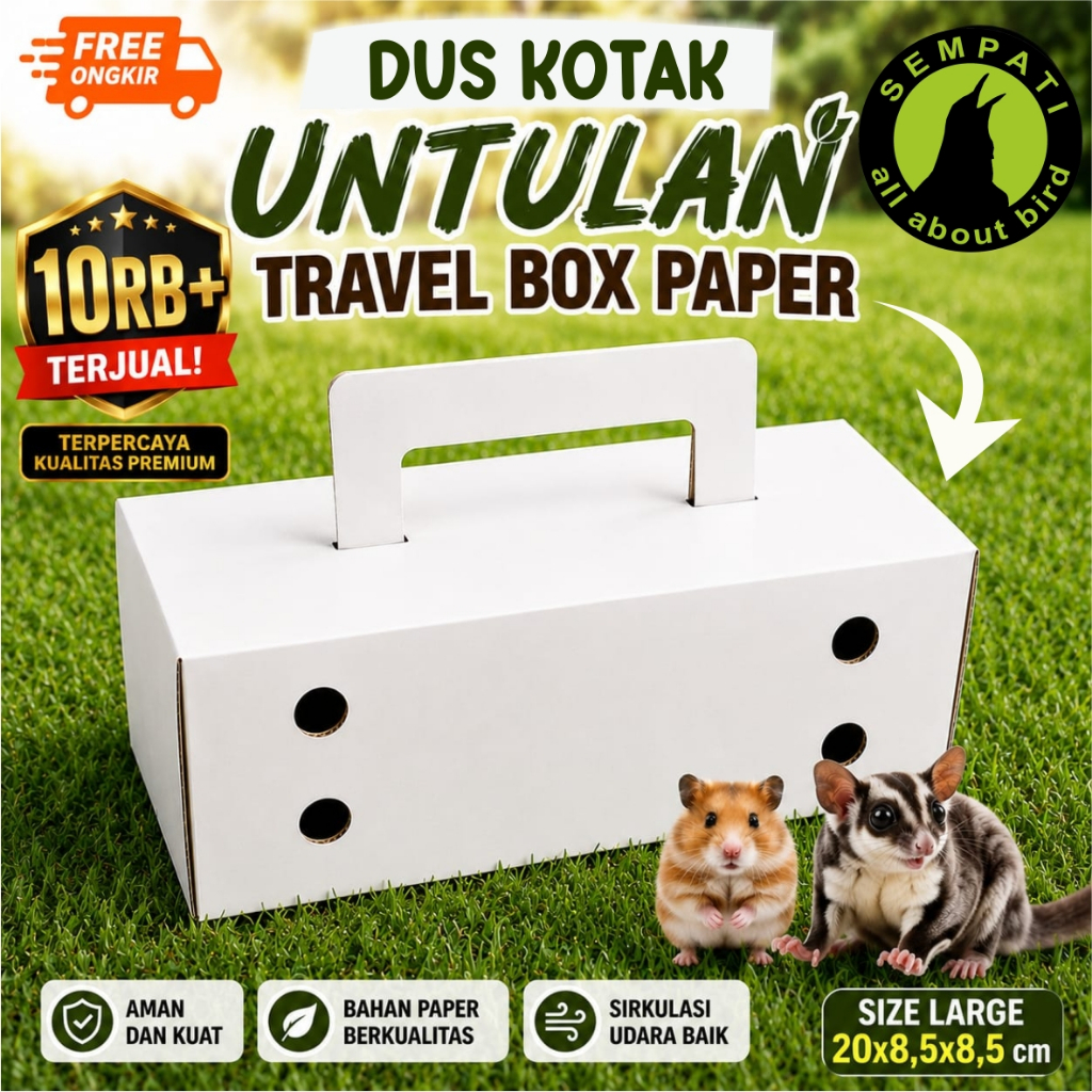SEMPATI Kotak Kardus Bawa Burung Travel Box Bawa Burung Kandang Untulan Dus Transport Burung Box Kir