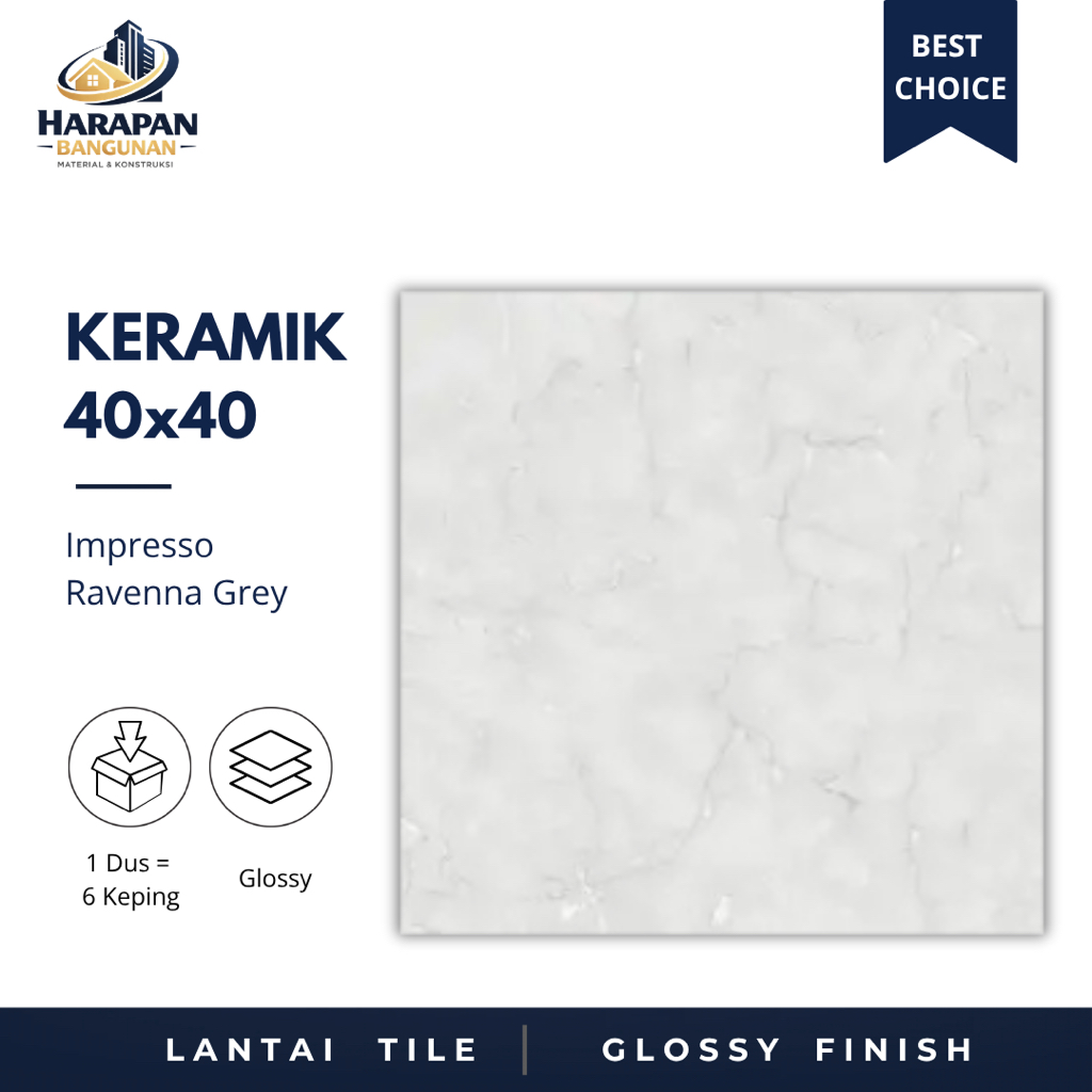 Keramik Lantai Abu Abu 40x40 Impresso Ravenna Grey Keramik Glossy 40 x 40