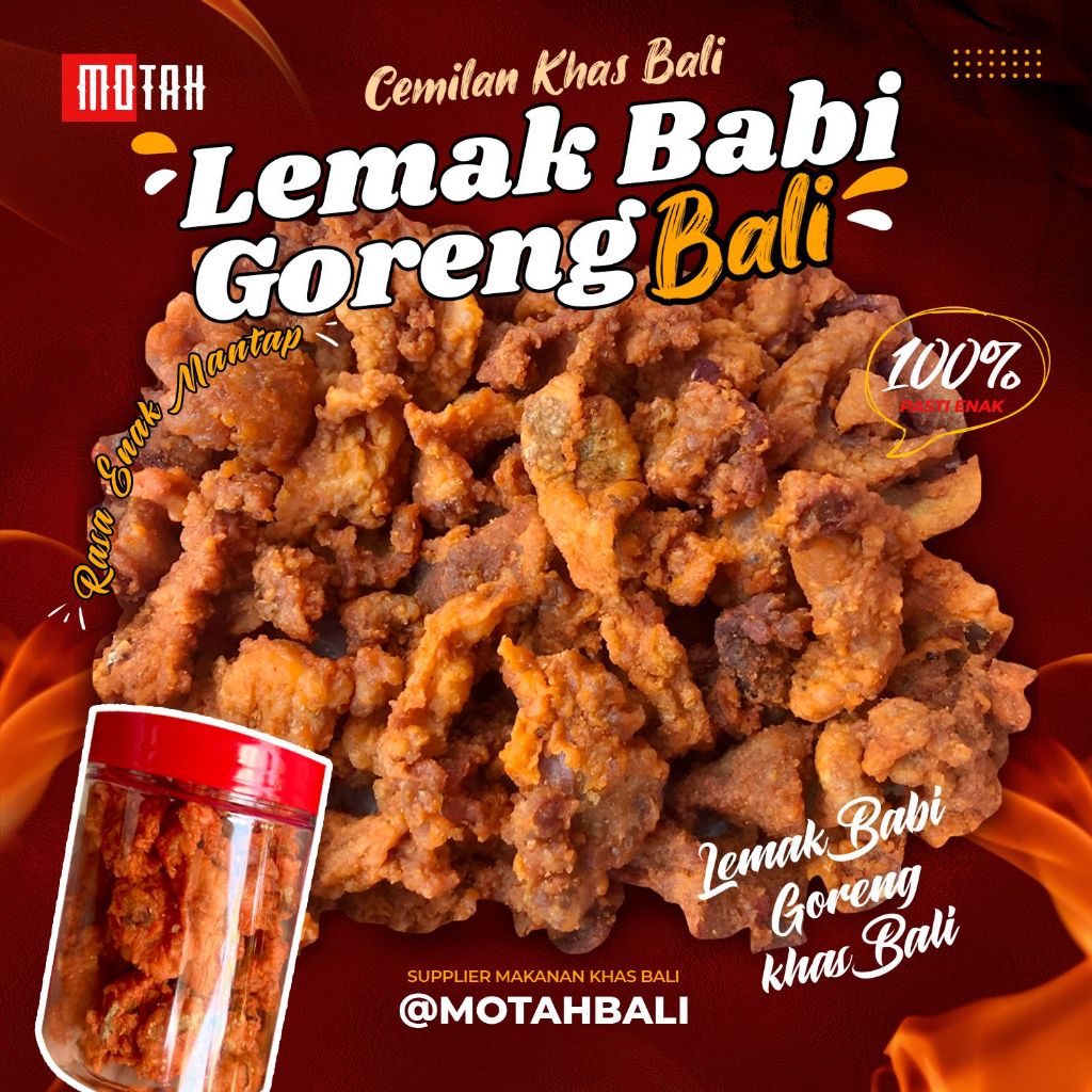 BABI MERAH Lemak Crispy 300gr & 100gr / Cemilan Lemak Babi Goreng Bali / Kerupuk Babi Goreng Renyah 