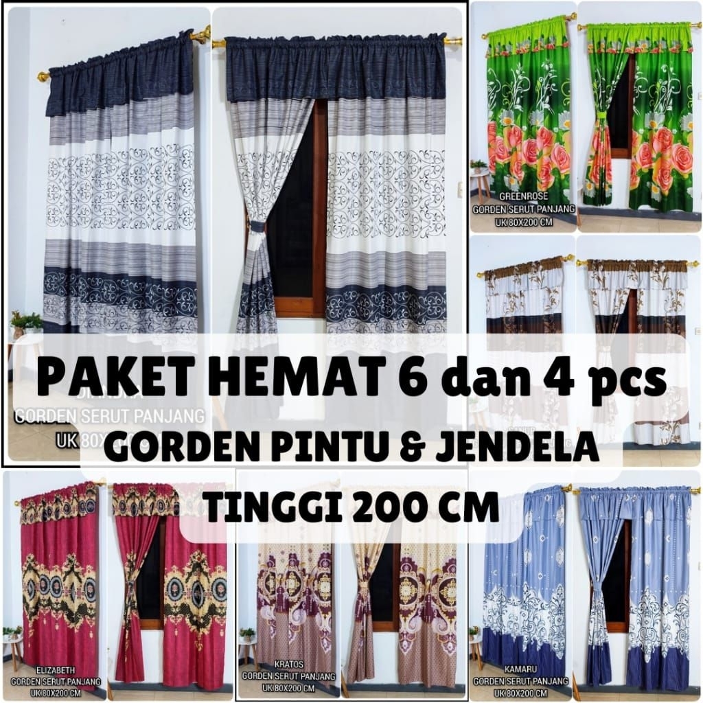 PAKET HEMAT 4,5&6 PCS GORDEN SERUT PINTU UKURAN 80 X 200CM BISA COD