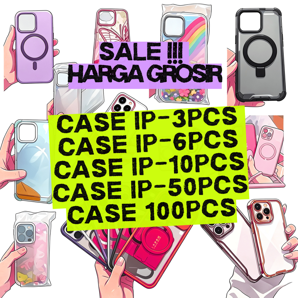 GROSIR (3-100pcs) BTWO Sale Case Random For Iphone 12Pro 13Pro 14Pro 15Pro 16Pro Women/Men Lucu Simp