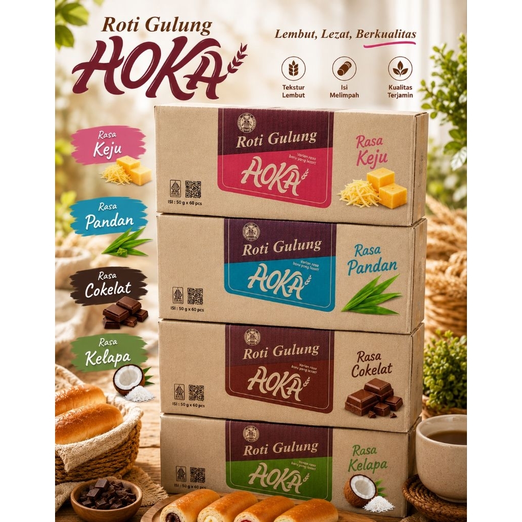 AOKA Roti Gulung - 1 Karton isi 60 Pcs