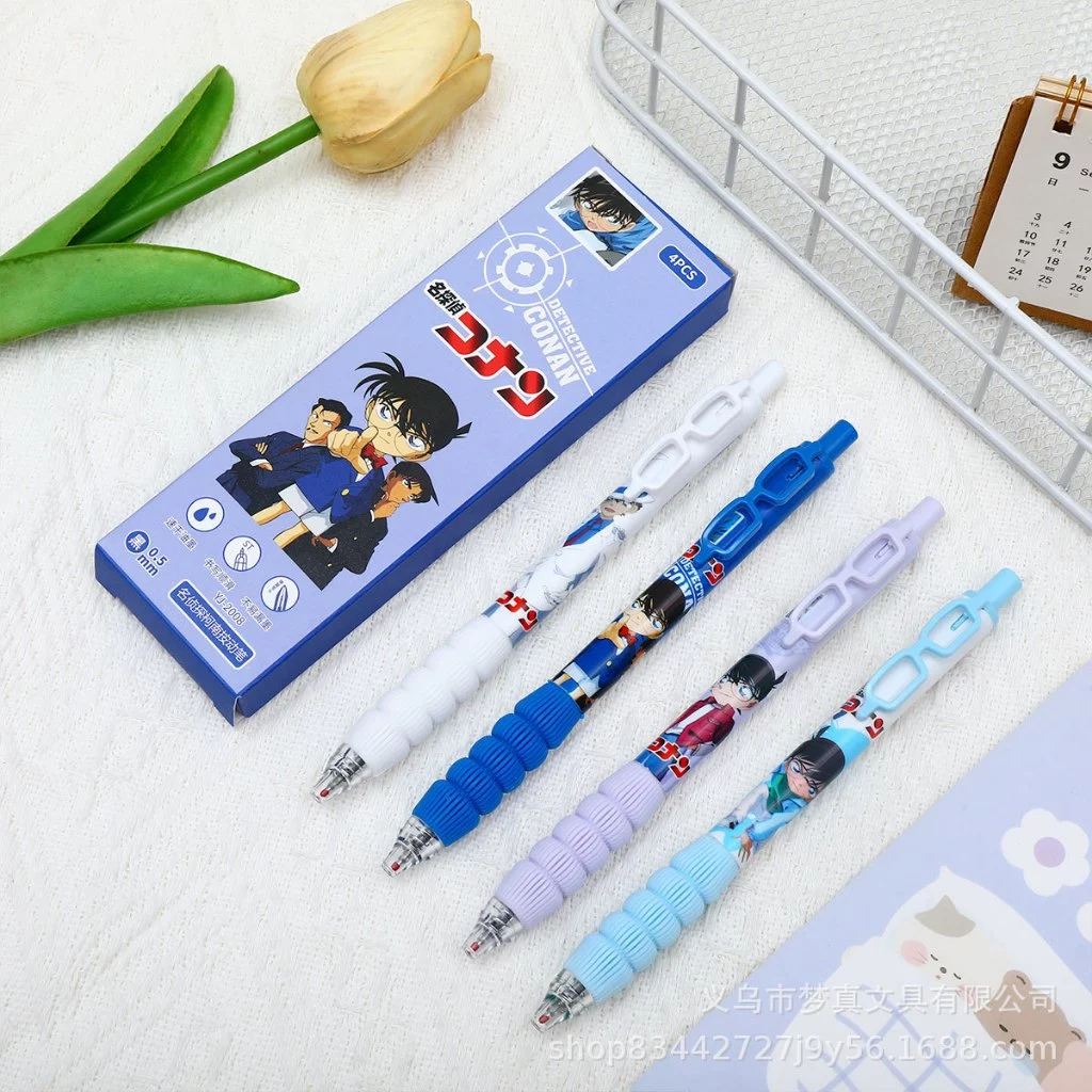 Set 4 PCS Pulpen Detective Conan & Snoopy Set Pen Gel Conan 0.5 mm