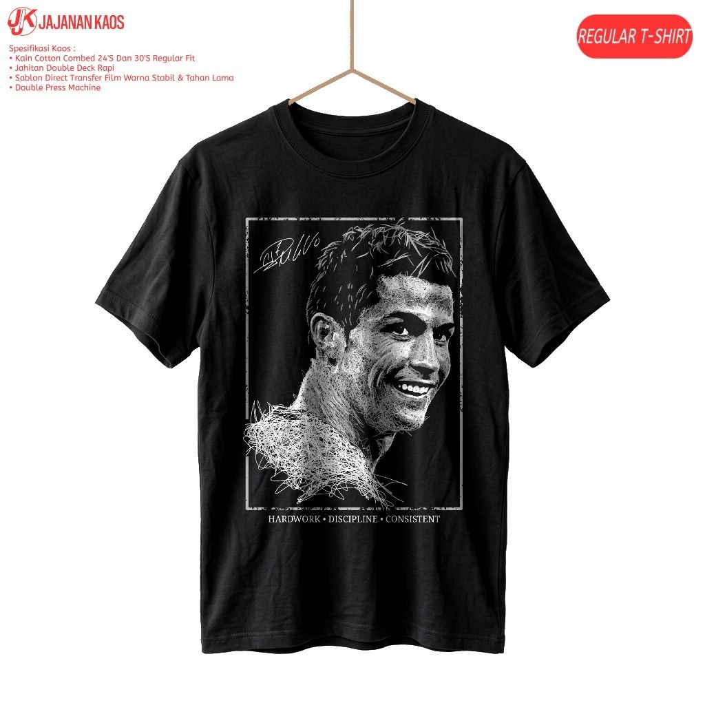 Kaos Scribble Art CR7 Ronaldo Baju Bola Estetik Pria Wanita