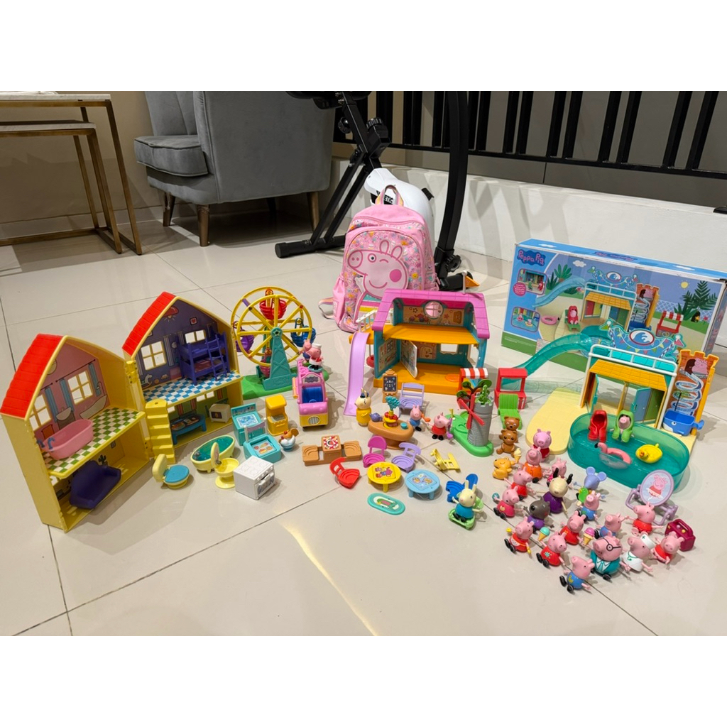 preloved peppa pig house + tas smiggle peppa ori kidz station