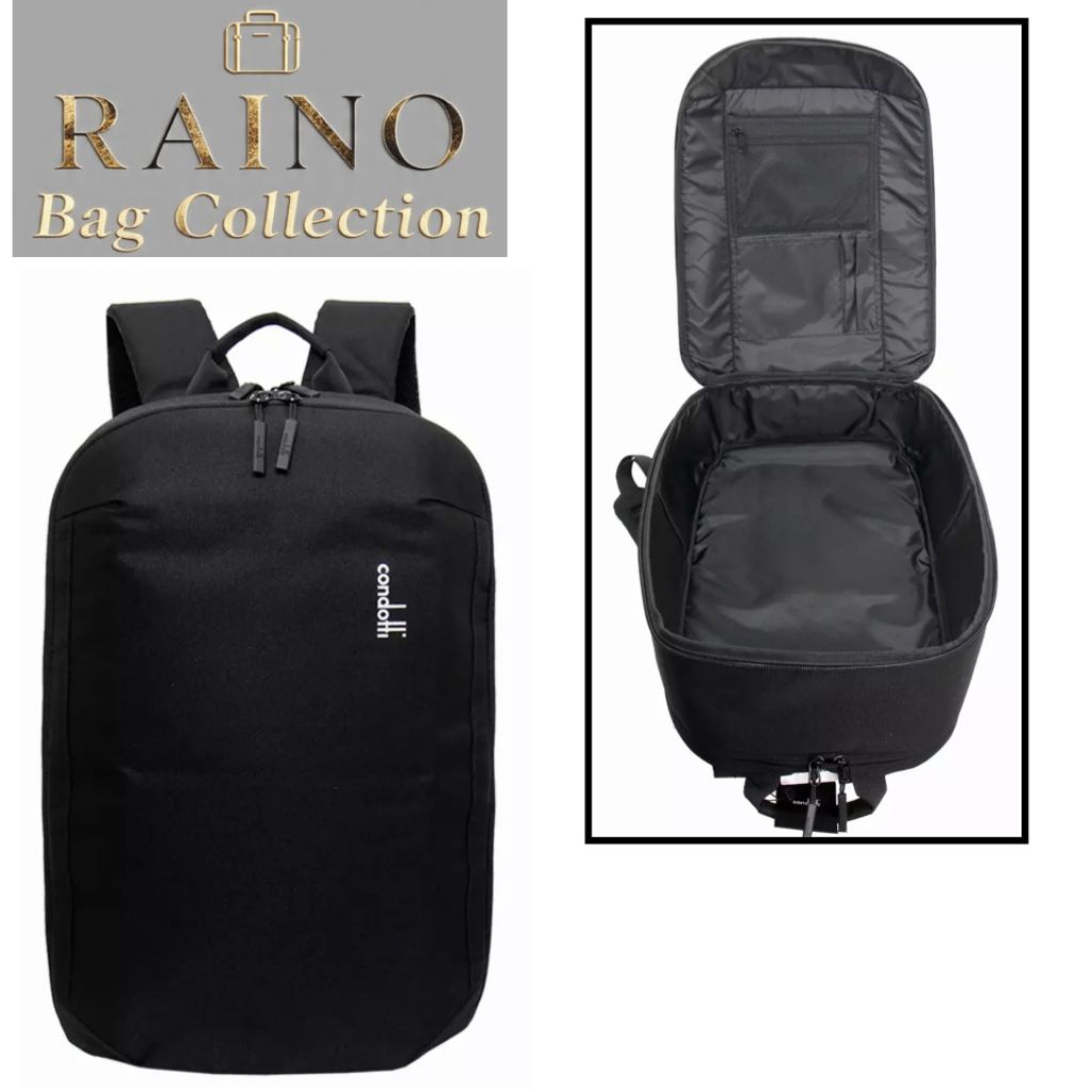 Tas Ransel Kerja Condotti 24 Liter Backpack Travel Banyak Kompartemen Super Light - Black