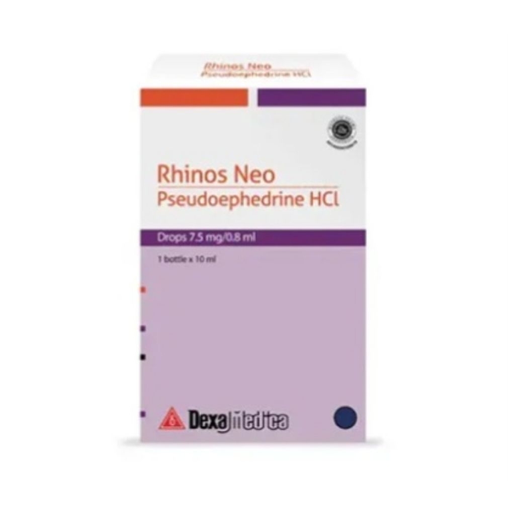 Rhinos Neo Drops Obat Pilek Bayi 10 ml - Pseudoephedrine HCl, Meringankan Hidung Tersumbat, Untuk An
