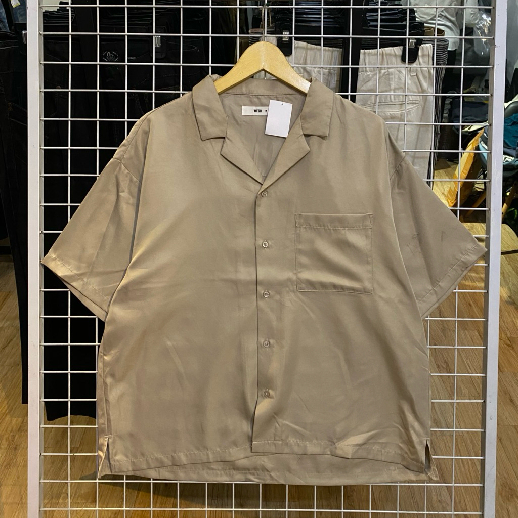 Wego Boxy Brown Open Collar Shirt . #Km2594