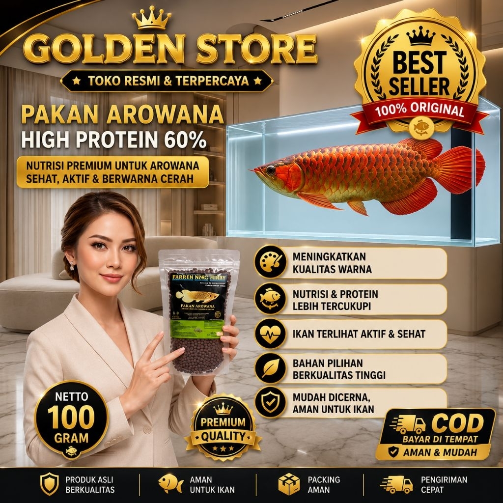 Pelet Ikan ARWANA Kemasan Plastik 100gr Untuk Semua Jeniis ARWANA
