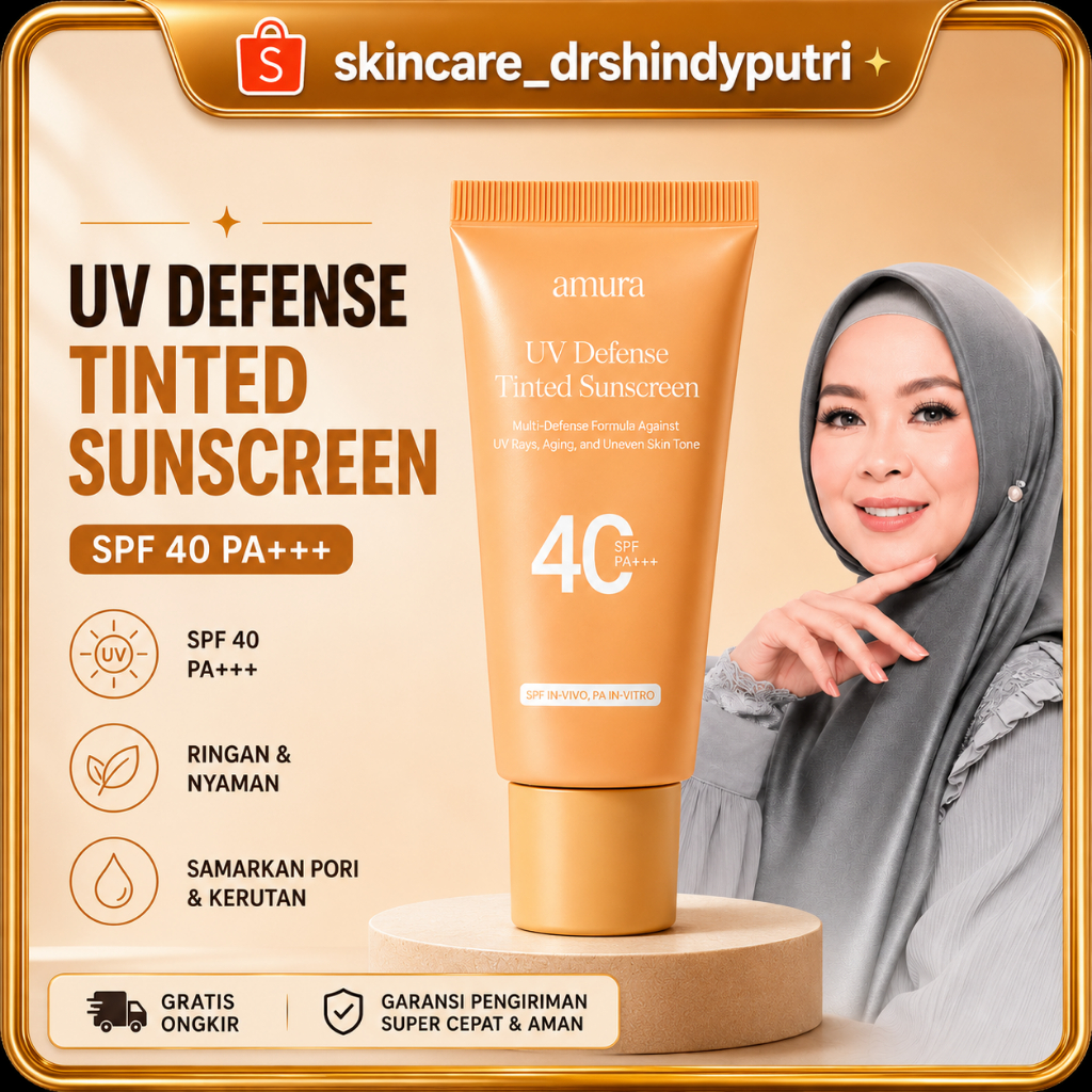 Amura UV Defense Tinted Sunscreen SPF 40 PA+++ - Dr Shindy Putri Official