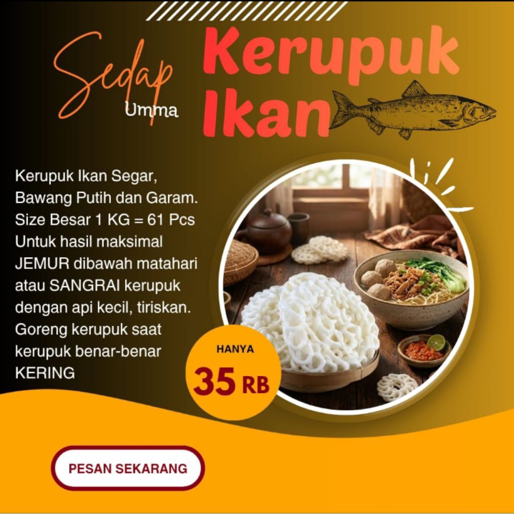 Kerupuk Putih Rasa Ikan dan Bawang Putih (Kerupuk Mentah Besar)