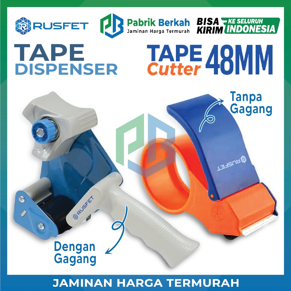 Tape Dispenser Tape Cutter RUSFET Alat Pemotong Lakban Isolasi Solatip Plakban Alat Packing