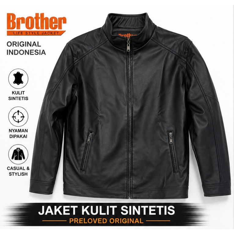 Jaket Kulit Sintetis | Casual Leather Jacket | Preloved