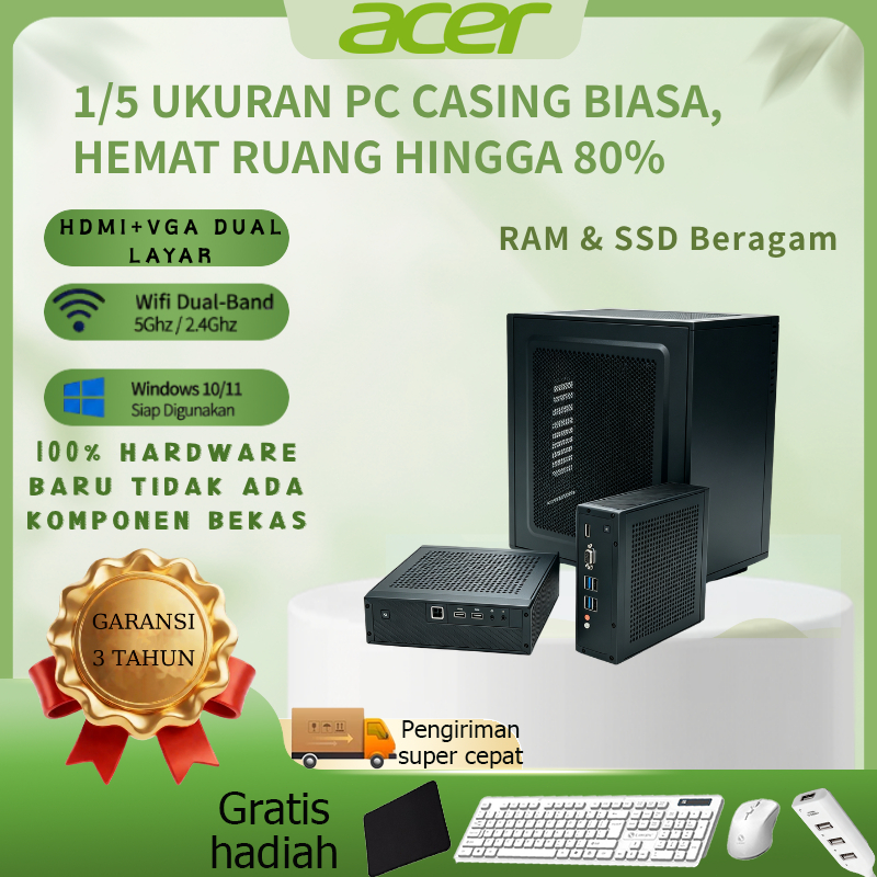 ACER PC mini Intel i5/i7 baru full set lengkap komputer desktop kantor rumahan berdaya rendah dengan
