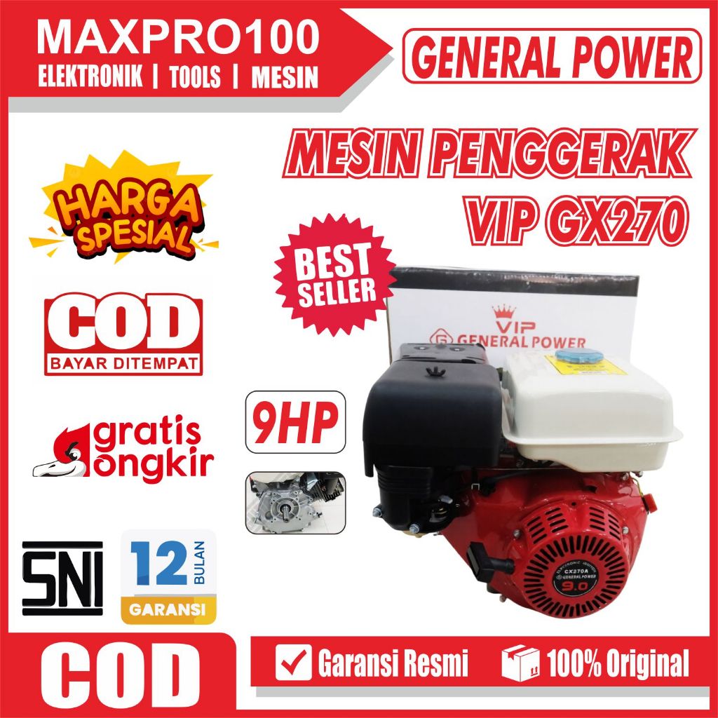 Engine GENERAL GX270 9 HP Mesin Penggerak Bensin Serbaguna 4 Tak GX 270 Kargo Murah