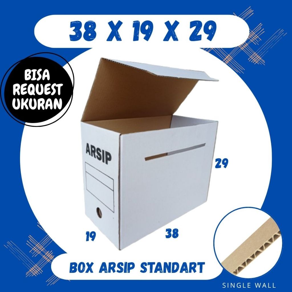 Box Arsip Print Standart 38x19x29 Putih Kardus File Arsip Packing/polos/Arsip/File/filebox/arsipbox/