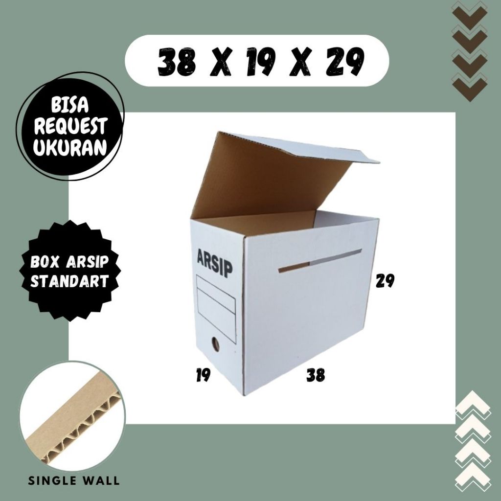 Box Arsip Print Standart 38x19x29 Putih Kardus File Arsip Packing/polos/Arsip/File/filebox/arsipbox/