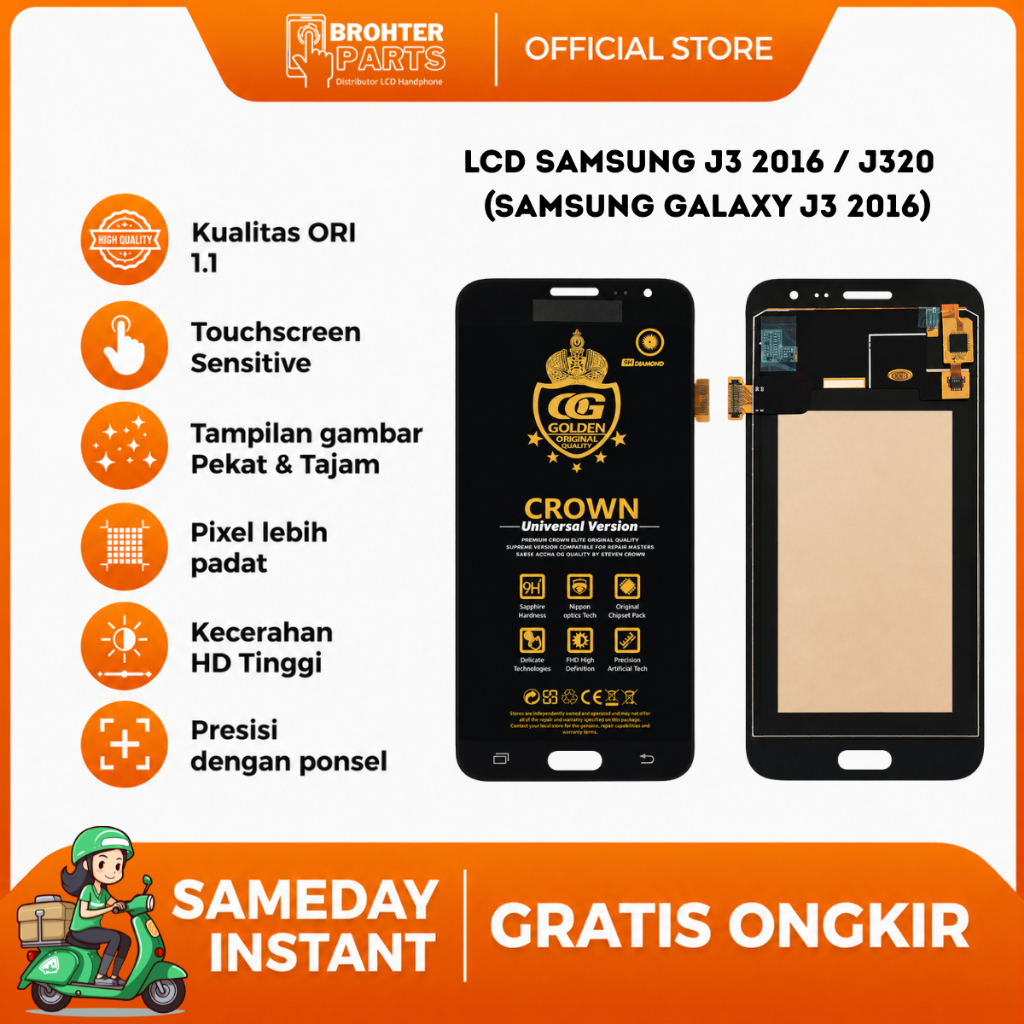 LCD SAMSUNG J3 2016 / (SAMSUNG GALAXY J3 2016) / J320 TOUCHSCREEN FULLSET COMPLETE ORIGINAL