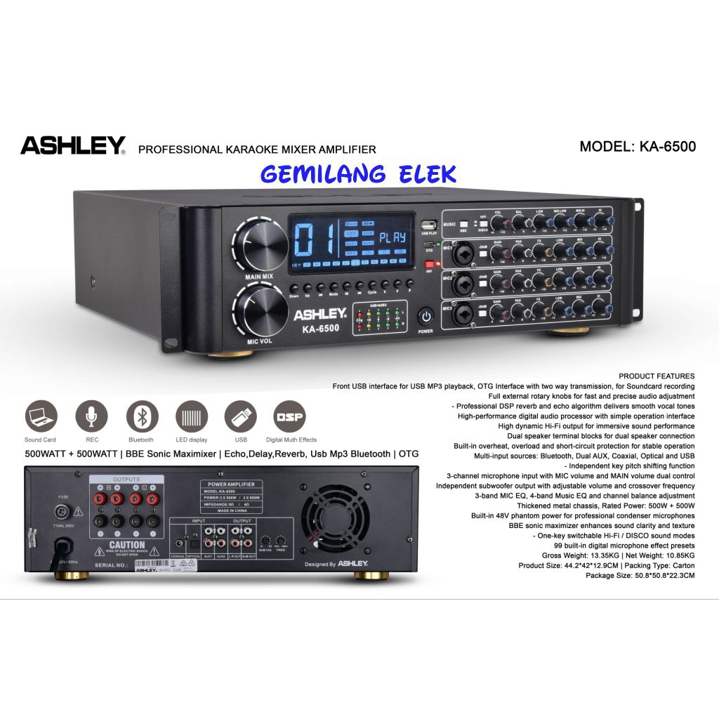Amplifier Karaoke ASHLEY KA 6500 Original