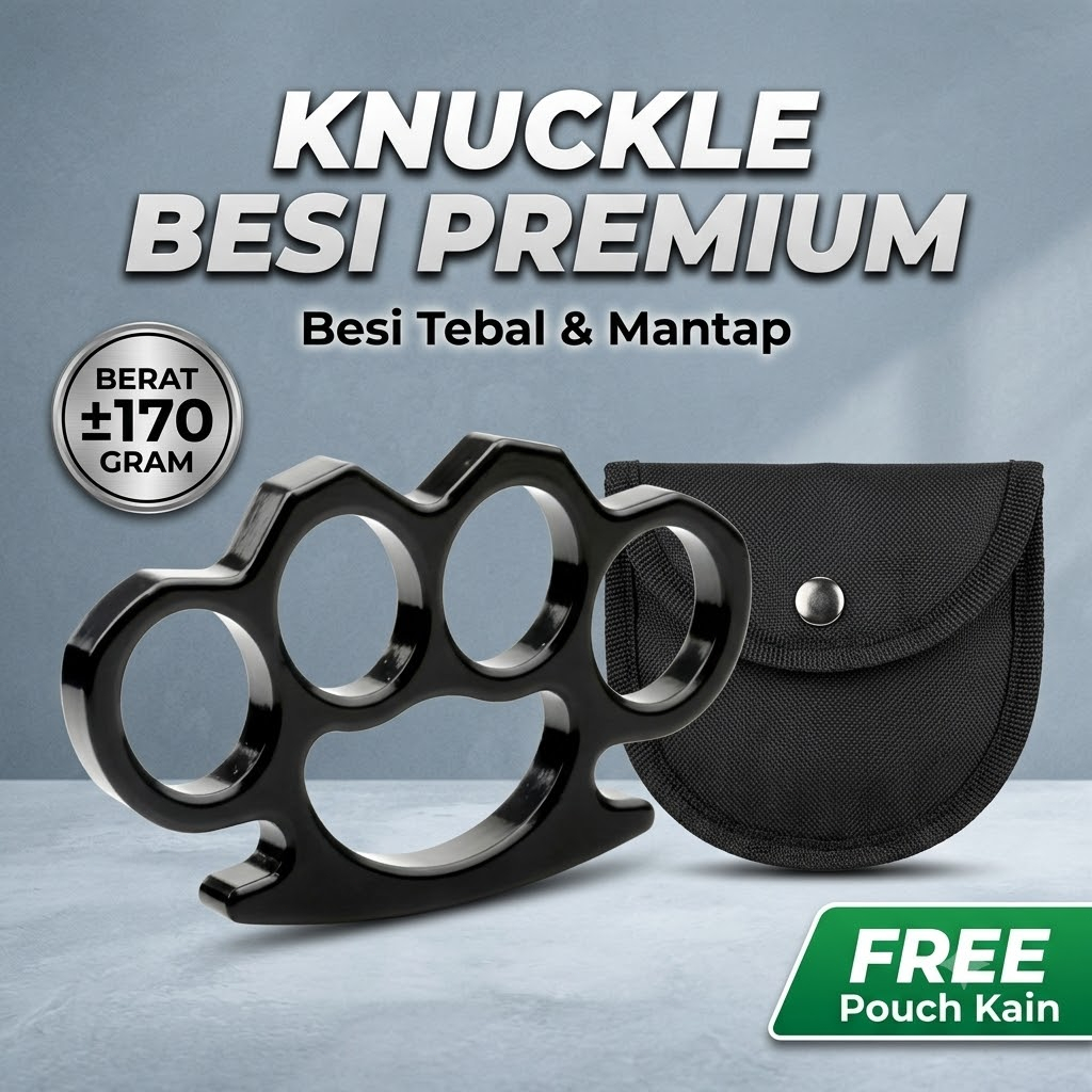 Knuckle Roti Kalung Bernekel Tinju Besi Baja Tebal Alat Pertahanan Diri