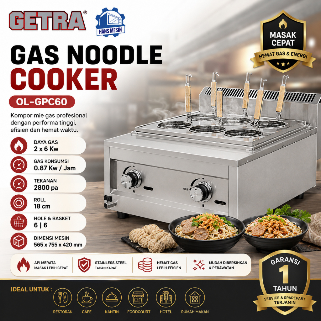GETRA MESIN PEREBUS MIE / GAS NOODLE COOKER (GETRA) OL-GPC60