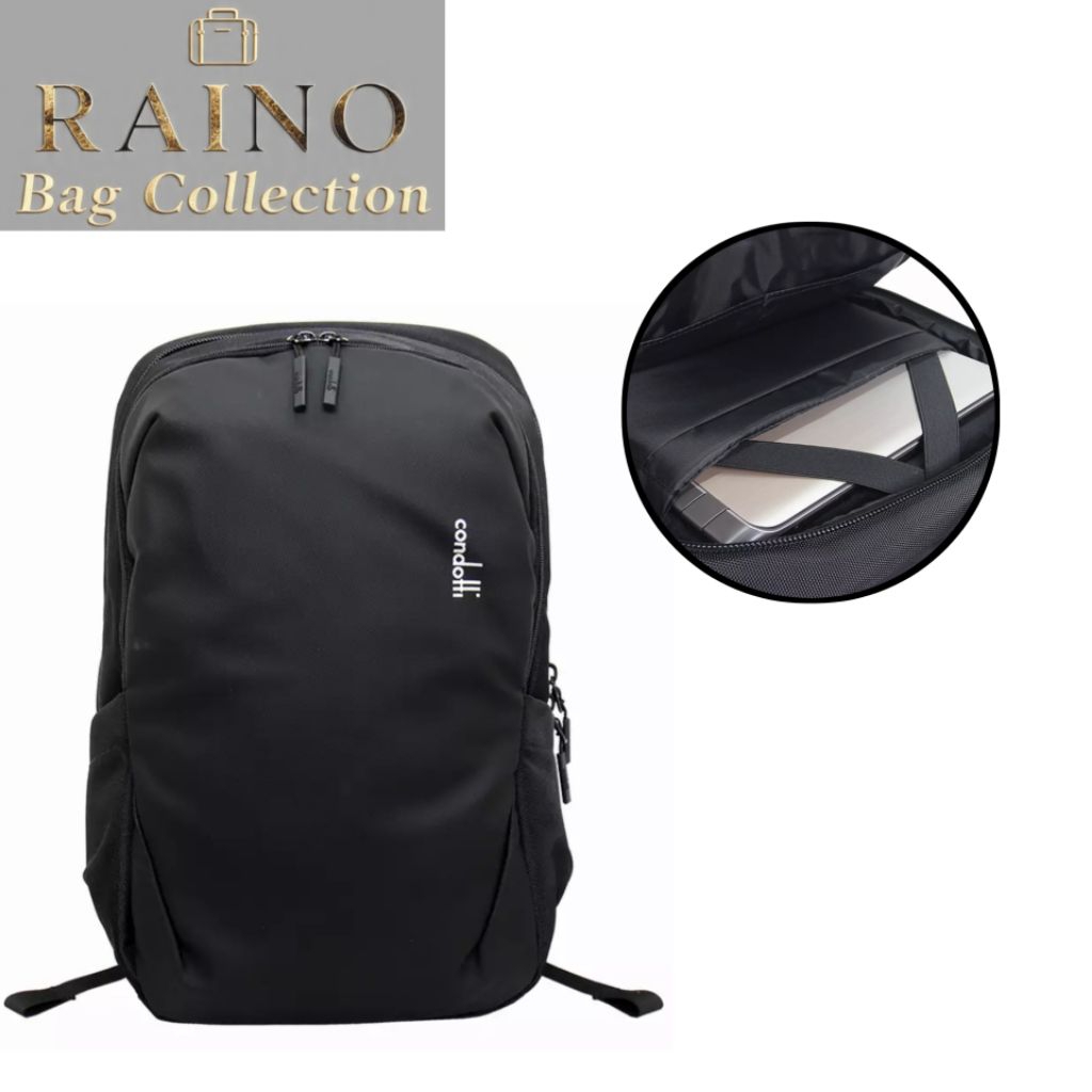 Condotti Tas Ransel Kerja 19,5 Liter Muat Laptop Backpack Pria Elegan Premium Quality - Black