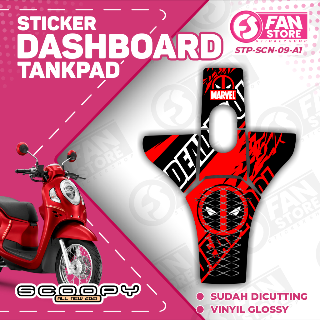 Stiker Dashboard Deck Dashboard Tankpad Scoopy Motif Red Hero Sport Edition - Sticker Aksesoris Dash