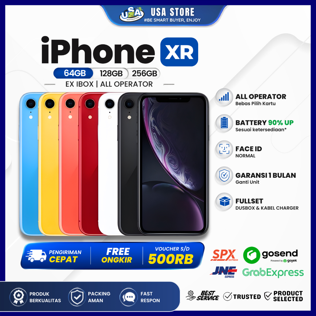 iPhone XR Secondhand 100% Ibox Bergaransi iPhone Fullset All Operator 64GB 128GB 256GB