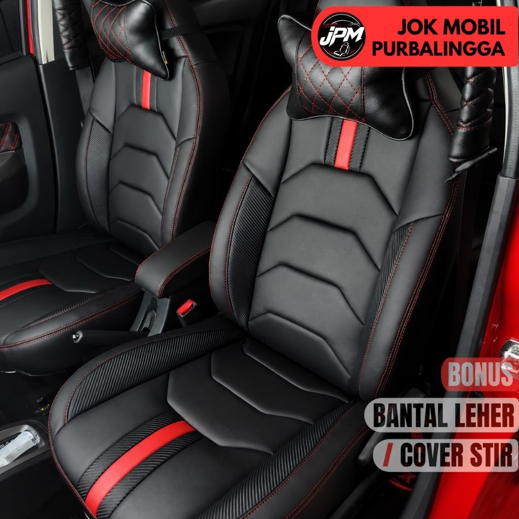 [MbTech] Sarung Jok  Brio RS 2019-2026 FullSet 2 Baris ||  Kulit Sintetis Berkualitas