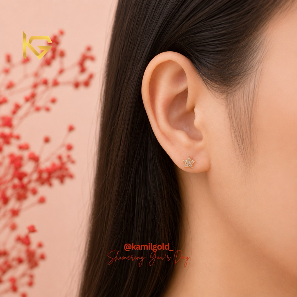 Anting emas asli Remaja/Dewasa emas Kadar 300/6k - Model Tusuk - Bisa Request Runcing