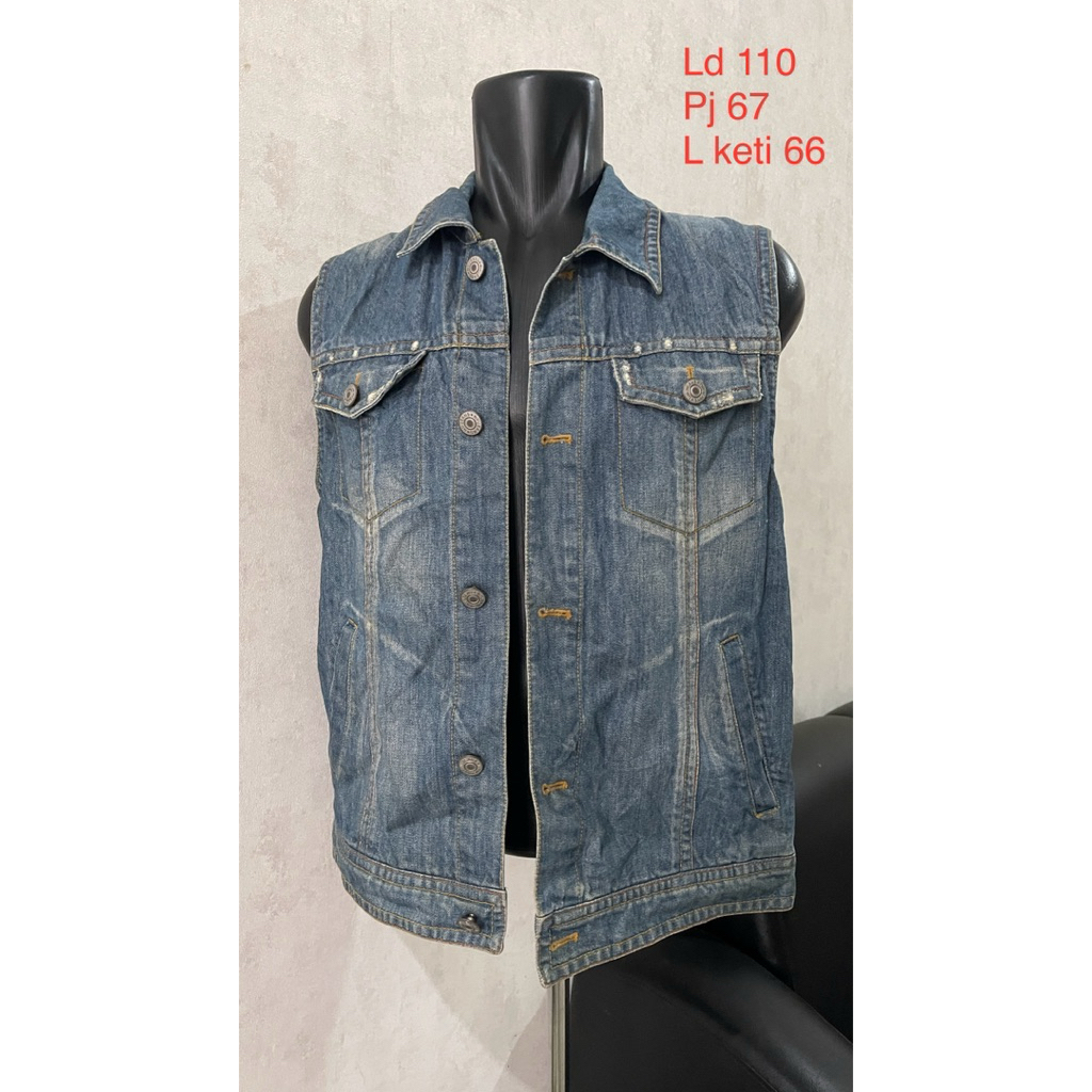 Nii vest denim vest jeans rompi jeans pria size L