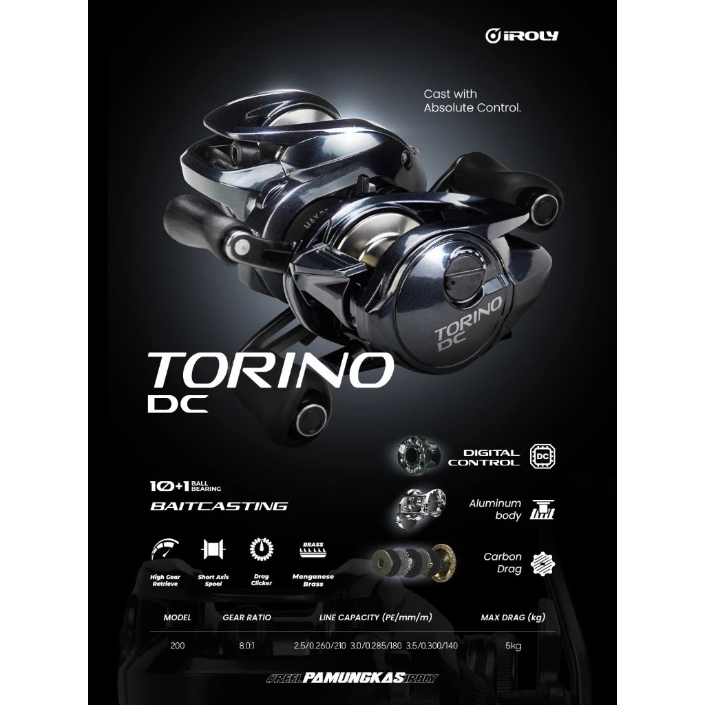 REEL BC/BAITCASTING IROLY TORINO 200XG DC (Digital Control)