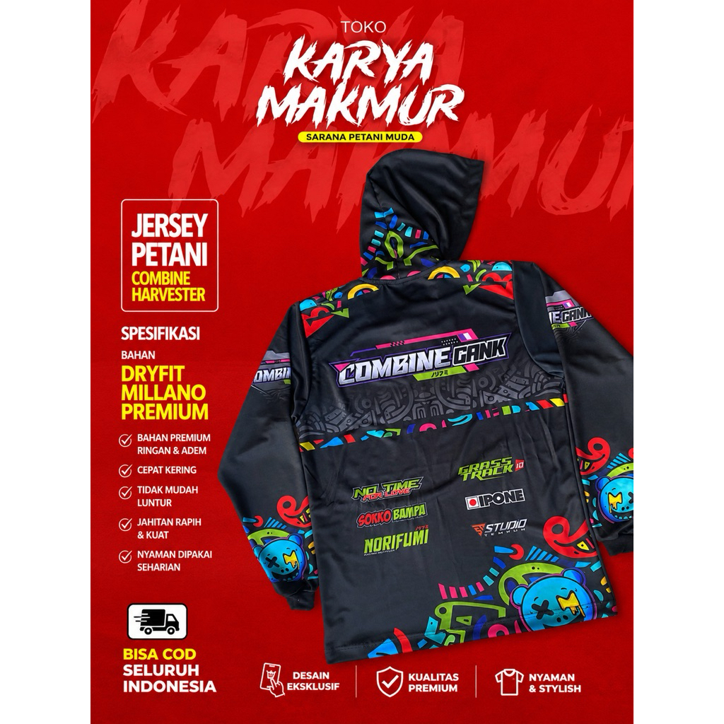 JERSEY COMBINE HARVESTER PREMIUM BEBAS REQUEST DESAIN // Kaos jersey petani combine harvester premiu