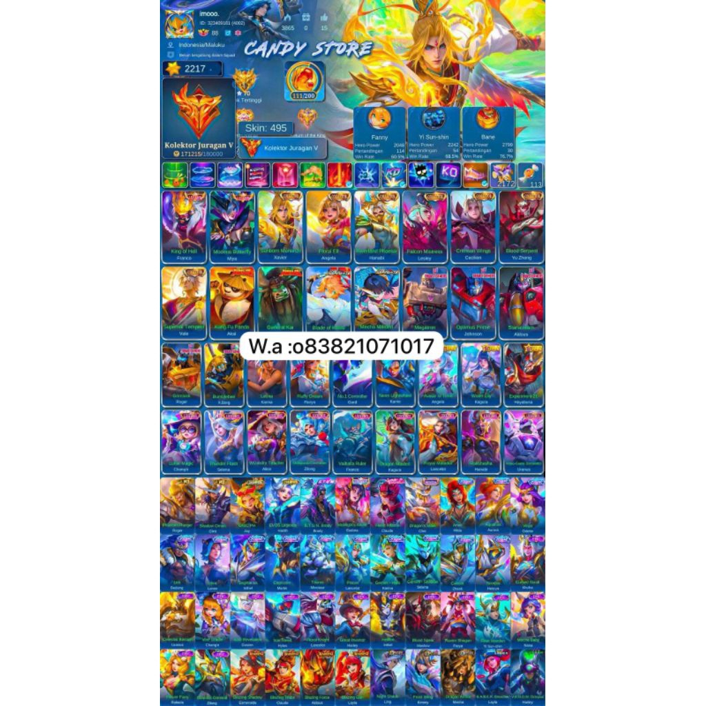 jual akun mobile legends sultan asli mumer