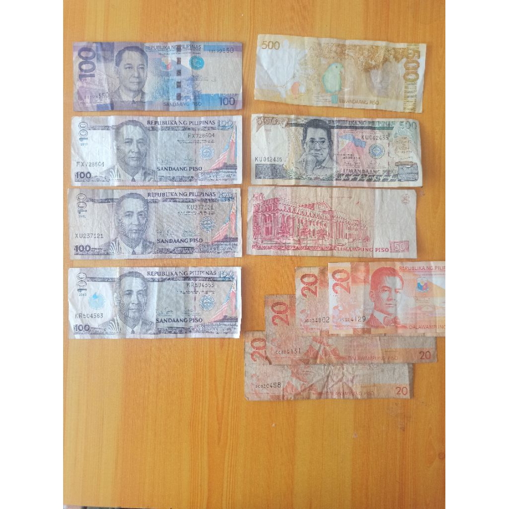 Uang Kertas Peso Filipina Asli 20 50 100 500 PHP Lot 12 Lembar Koleksi