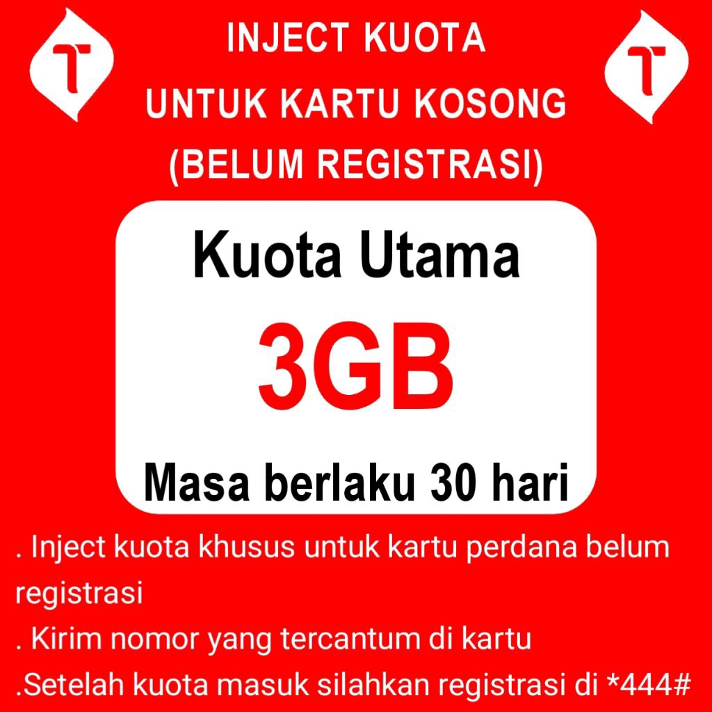 Inject kuota telkomsel 3gb paket data 3gb tellkomsel belum registrasi